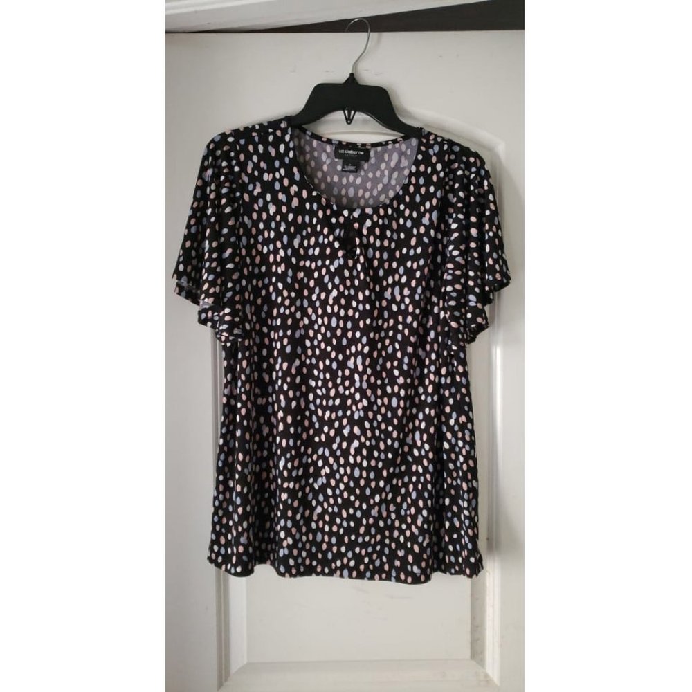 Liz Claiborne Career flutter sleeve keyhole blouse
